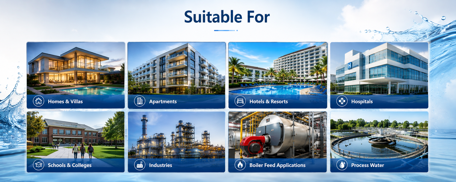 WaterHead — Suitable for Homes, Villas, Apartments, Hotels, Hospitals, Schools, Industries, Boiler Feed and Process Water
